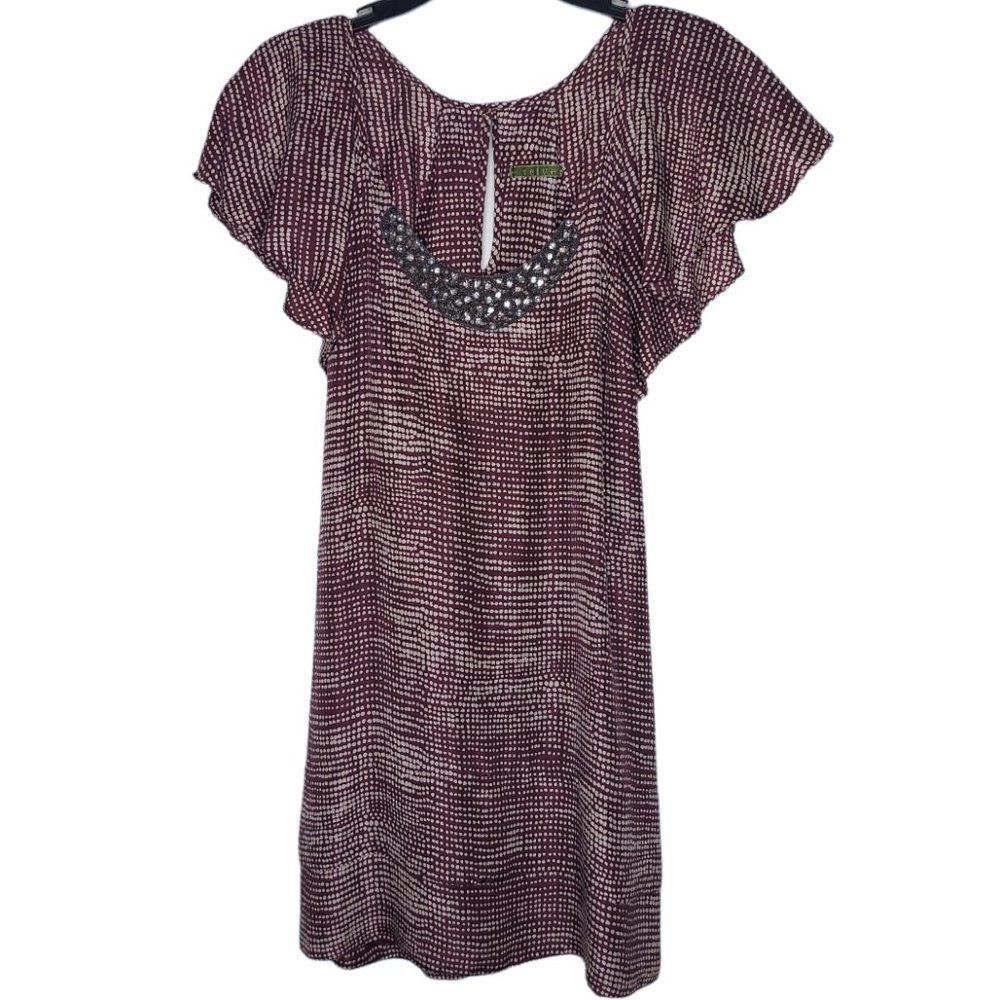 VELVET by Graham & Spencer Stunning Silk Dress with Silver Embellishments Med